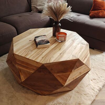 Mesa de centro Hexagon - sostenible - interior - salón - hexágono - muebles de madera - rústico - multifuncional - teca - madera - taburete de madera - taburete - taburete - cubo - mesa cuadrada - mesa - muebles - muebles robustos