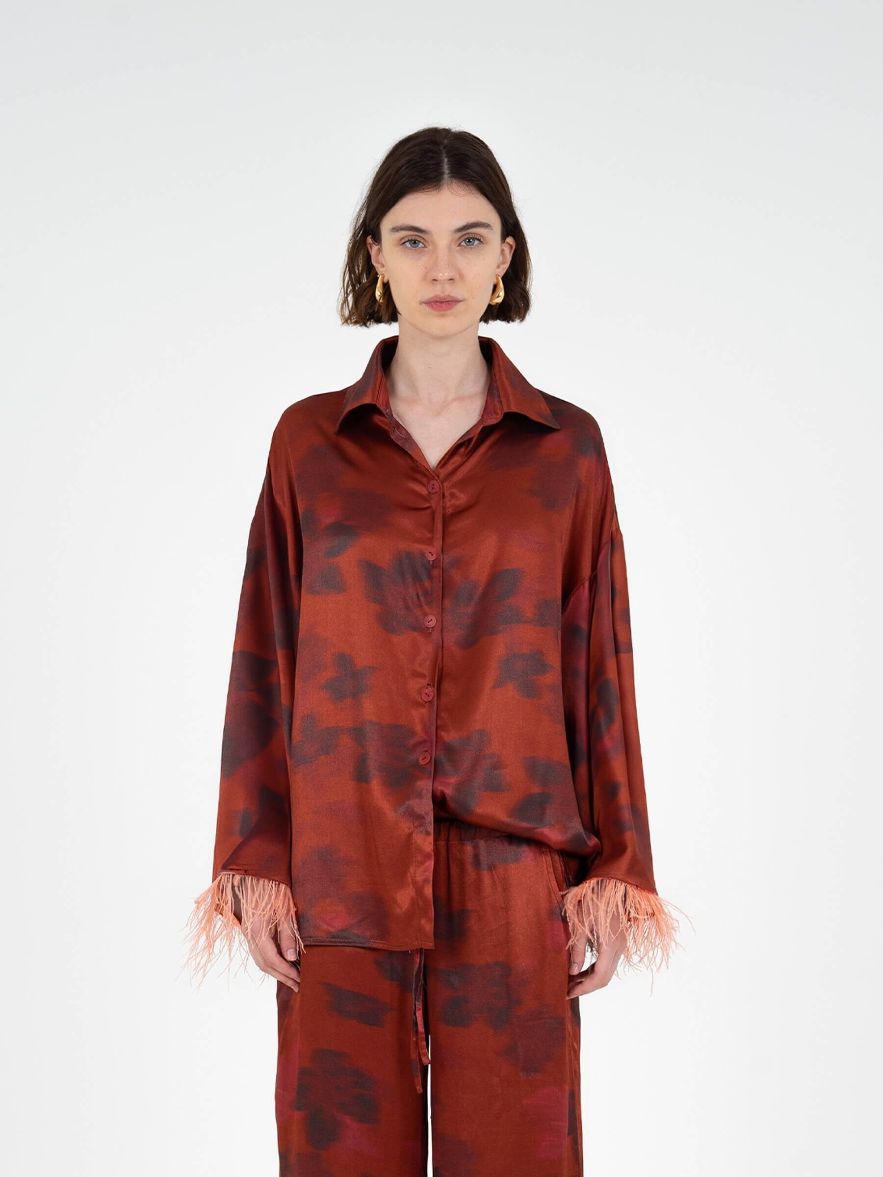 Maglietta con stampa di piume