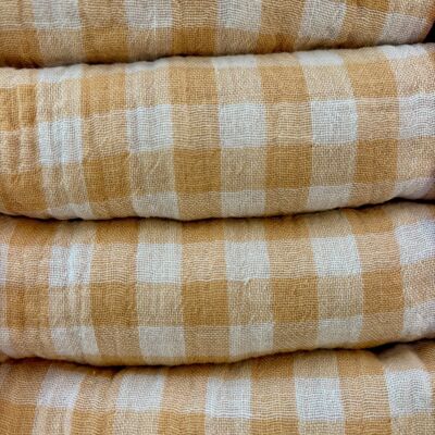 Schachtel mit 4 Tischservietten – Doppelte Baumwollgaze – Weizen-Gingham – 40 x 40 cm