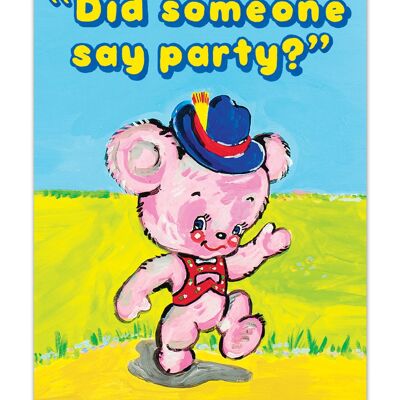 Divertente cartolina artistica A6 - Someone Say Party di Magda Archer