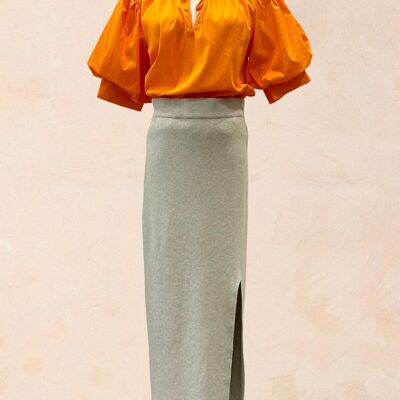 Falda larga de malla para mujer - Abertura lateral - VISCOSA - 97757