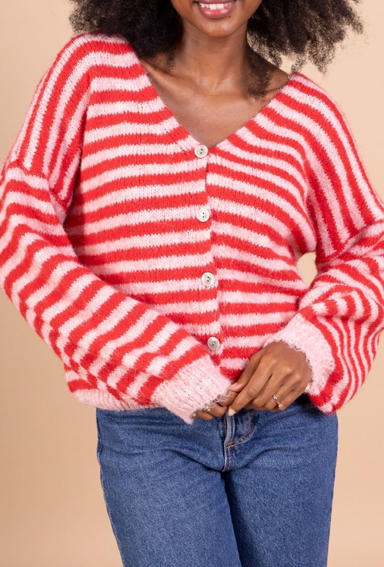 Gilet rayé oversize en maille douce - LAINE - 51062B