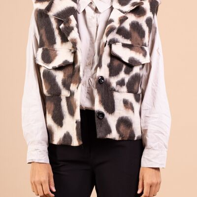 Gilet senza maniche leopardato PG2533