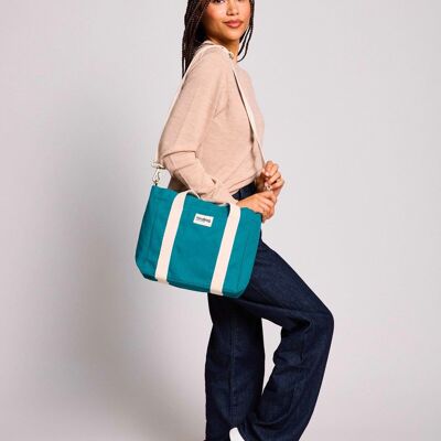 Mini cabas Louise Bleu paon