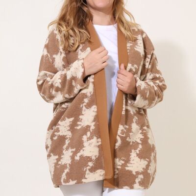 Plus size beige wool cardigan (T879)