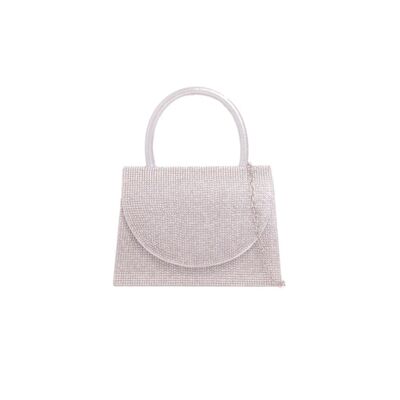 Sac de soirée à poignée supérieure à paillettes argentées