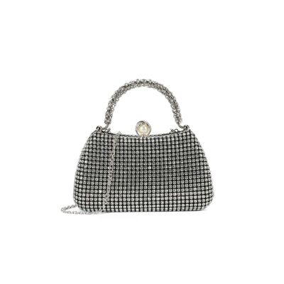 Borsa da sera con manico superiore in cristallo nero