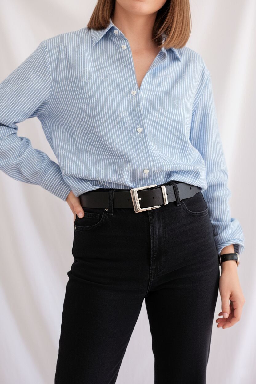 Gestreiftes Baumwollhemd mit Herzen