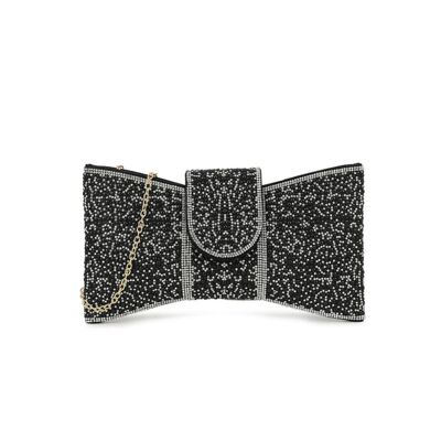 Borsa a mano con fiocco in perla nera