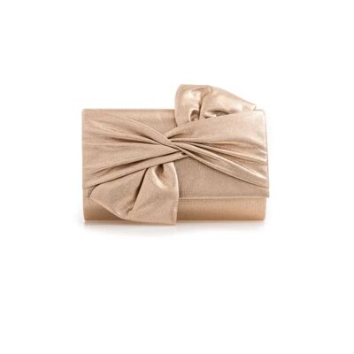 Pochette da sera dorata con dettaglio fiocco