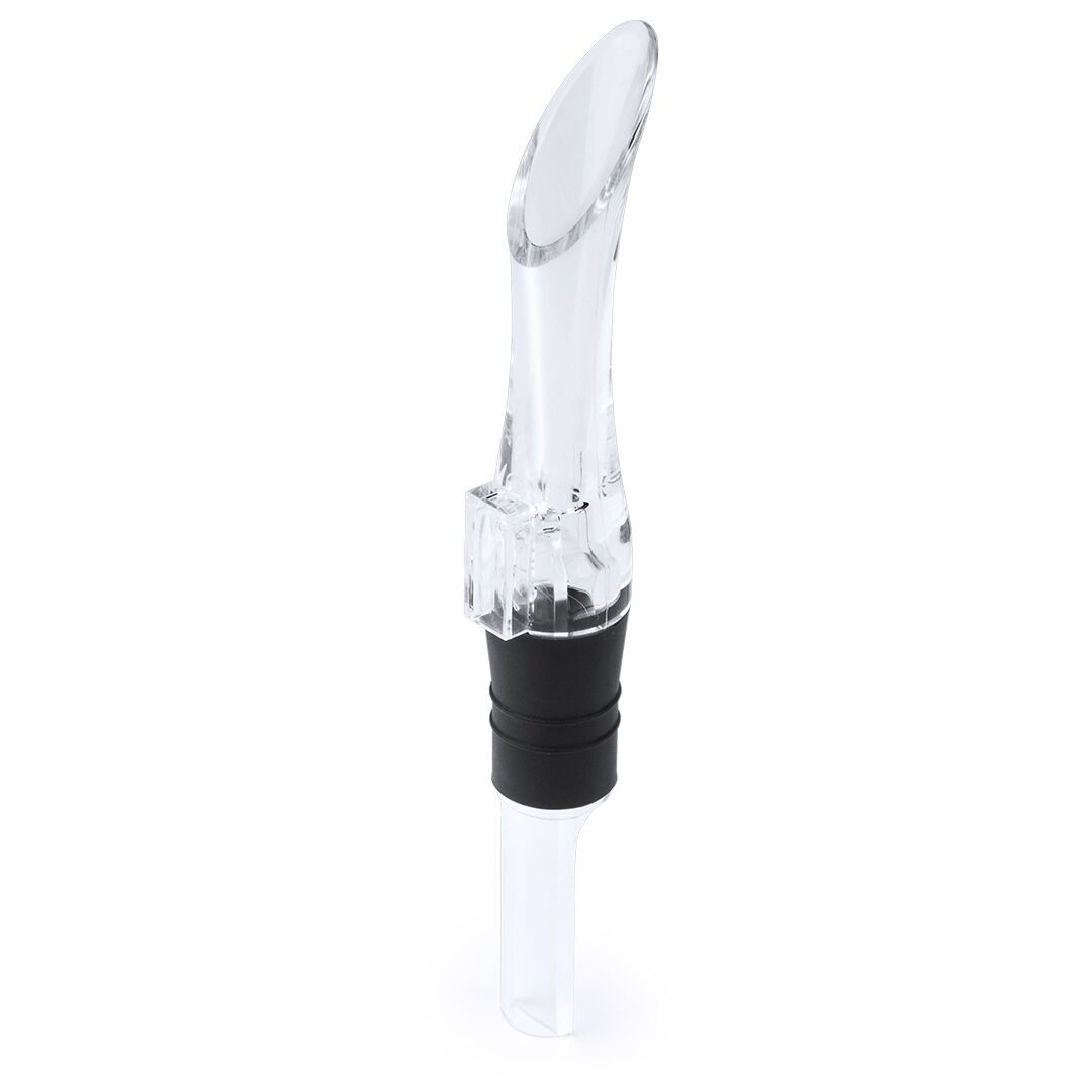 WINE AERATOR WITH TRANSPARENT ACRYLIC MATERIAL BODY AND SAFETY ADJUSTMENT. PRESENTED IN AN ATTRACTIVE PVC DESIGN BOX.