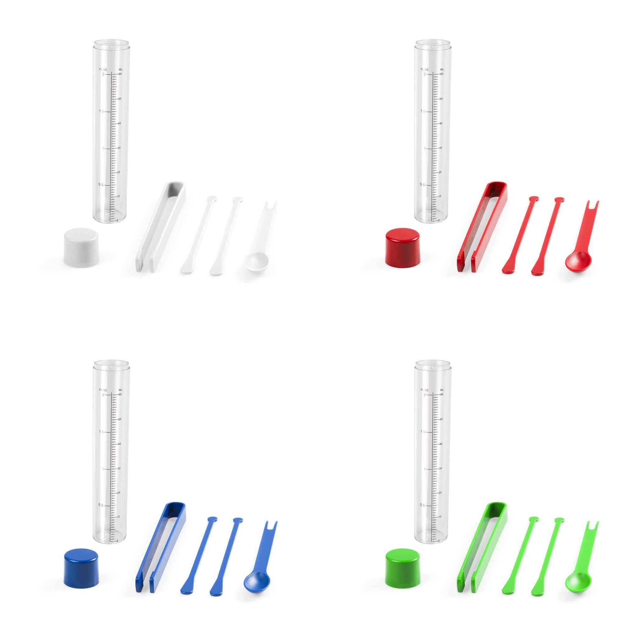 SET PER COCKTAIL 5 ACCESSORI. INCLUDE UN CONTENITORE MISURATORE DA 60 ML DI CAPACITÀ, UN CUCCHIAIO PER TAGLIARE, UNA PINZA E DUE AGITATORI.X 17 X CM | 3 Ø | 55 GR.