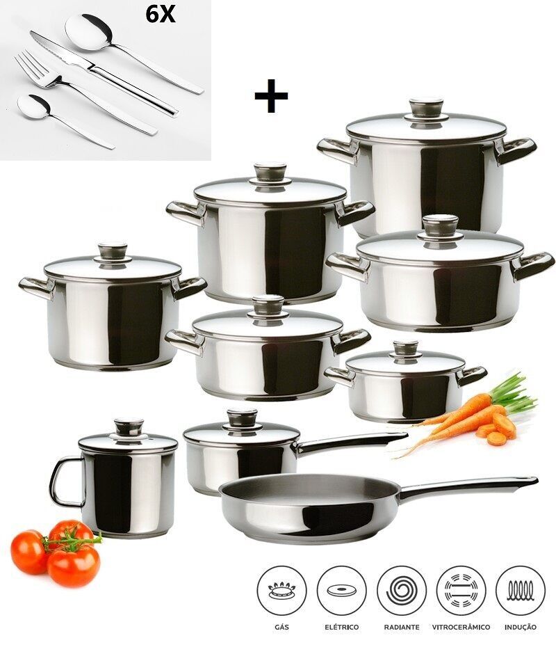 SET CLASSICO 9 PEZZI IN ACCIAIO INOX 18/10 + 24 POSATE IN ACCIAIO INOX CON COLTELLO DA BISTECCA