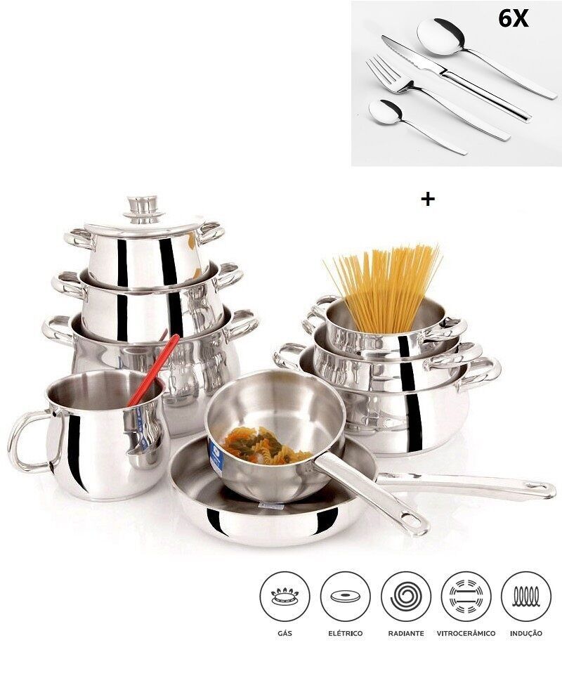 SET ELEGANCE 9 PEZZI IN ACCIAIO INOX 18/10 + SET 24 POSATE IN ACCIAIO INOX CON COLTELLO DA BISTECCA