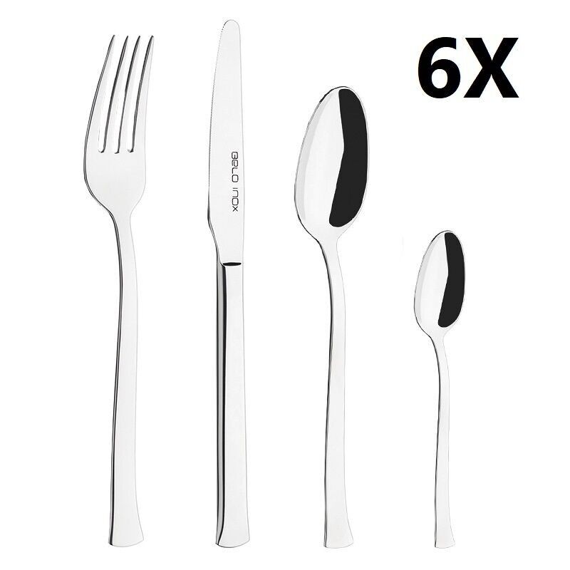 BELO 13 Set di posate da 24 pezzi - BELO INOX - Posate in acciaio inox 18/10 (6 coltelli da tavola + 6 forchette da tavola + 6 cucchiai da tavola + 6 cucchiaini da tè)