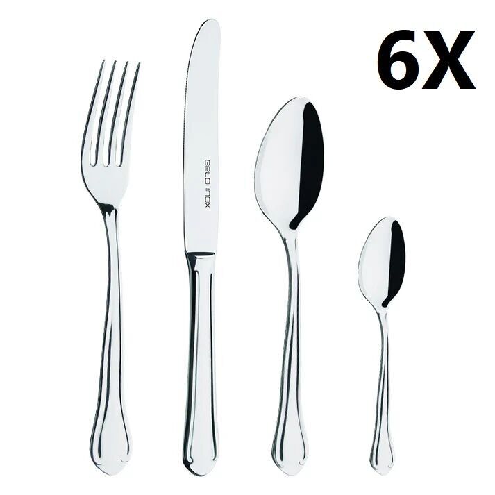 Set di posate CORUNHA da 24 pezzi in acciaio inox 18/10 - BELO INOX - (6 coltelli da tavola + 6 forchette da tavola + 6 cucchiai da tavola + 6 cucchiaini da tè)