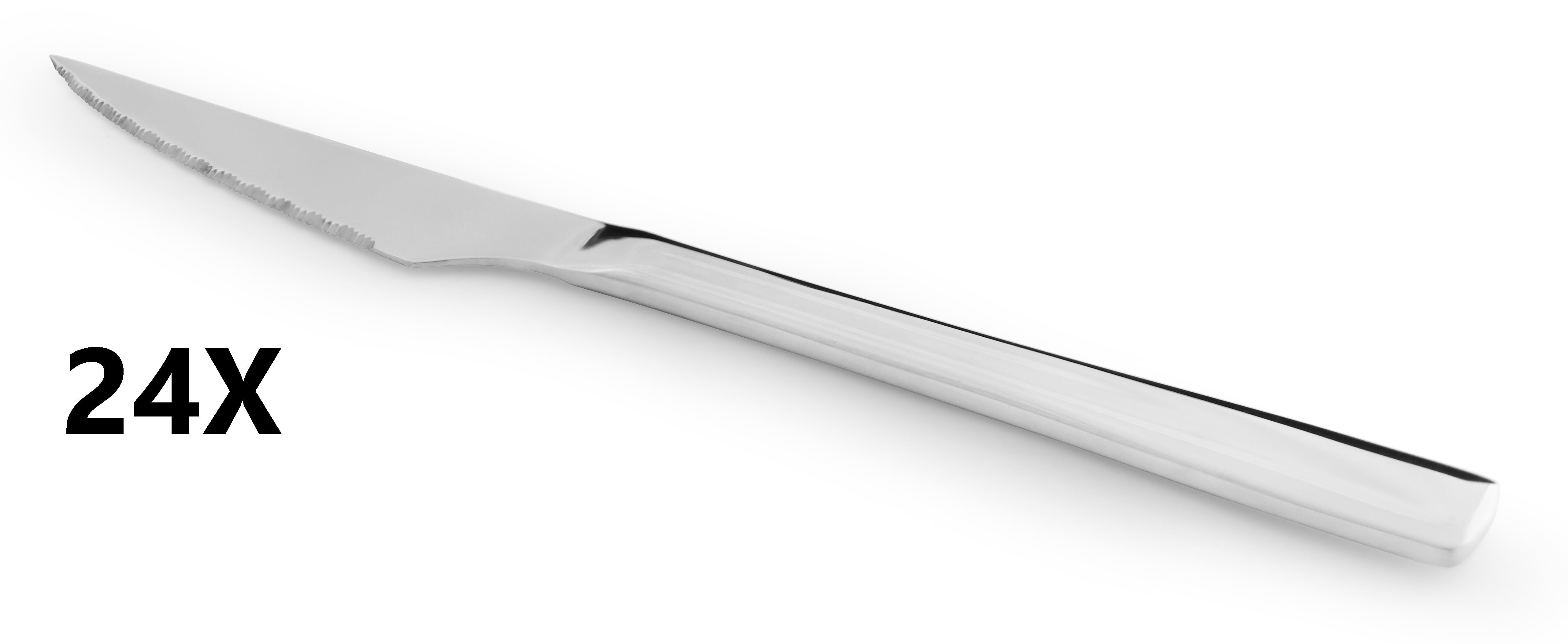 24 COLTELLI DA BISTECCA - ACCIAIO INOX SEGHETTATO HOTEL