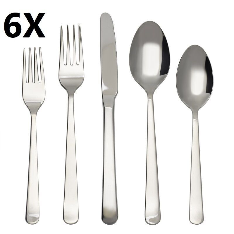 Set di posate DUNA da 30 pezzi in acciaio inox 18/10 - HERDMAR - (6 coltelli da tavola + 6 forchette da tavola + 6 cucchiai da tavola + 6 forchette da dessert + 6 cucchiai da dessert)