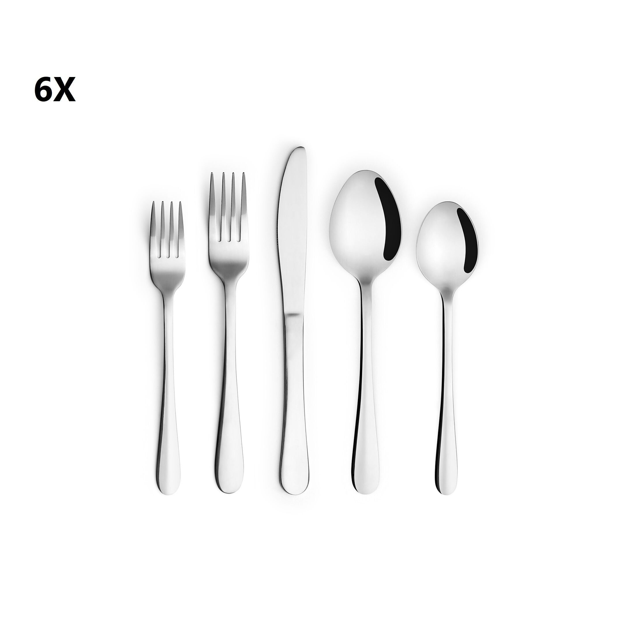 SET 30 PEZZI NICE (6 coltelli da tavola + 6 forchette da tavola + 6 cucchiai da tavola + 6 forchette da dessert + 6 cucchiai da dessert)