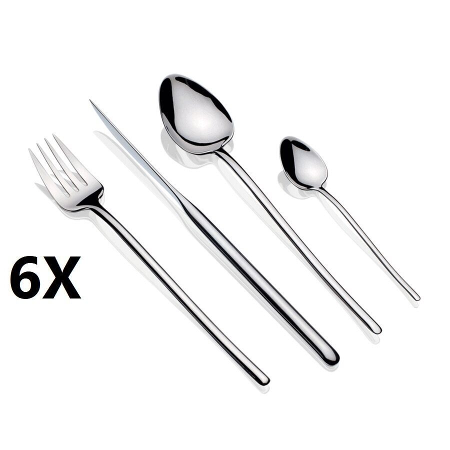 Set di posate STICK da 24 pezzi in acciaio inox 18/10 - HERDMAR - (6 coltelli da tavola + 6 forchette da tavola + 6 cucchiai da tavola + 6 cucchiaini da tè)
