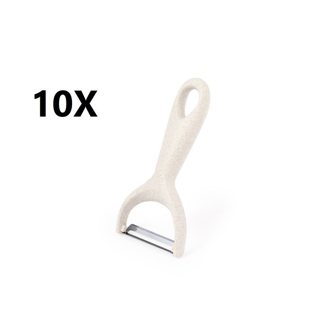 10 X Practical peeler made of pp. With ergonomic handle for easy grip and a hole for hanging.