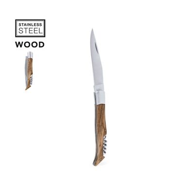 COLTELLO SOMMELIER DI ALTA QUALITÀ CON LAMA IN ACCIAIO INOX NERO E MANICO IN LEGNO NATURALE CON BLOCCO DI SICUREZZA. PRESENTATO IN UNA SCATOLA INDIVIDUALE.11.8×2.4×1.5 cm | 80 gr.
