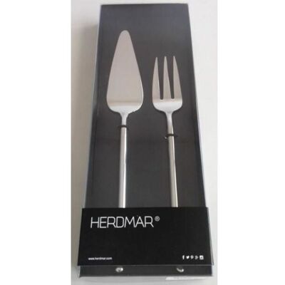 SET DE TENEDOR PARA SERVIR + ESPÁTULA PARA SERVIR - ACERO INOXIDABLE 18/10 - HERDMAR