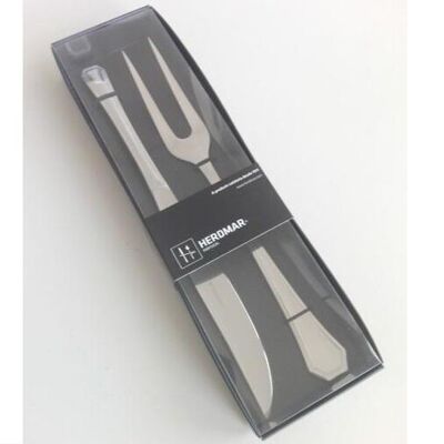 Coffret fourchette et couteau de service corail - Acier inoxydable 18/10 - Herdmar