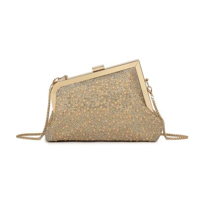 Bolso de noche asimétrico con perla dorada