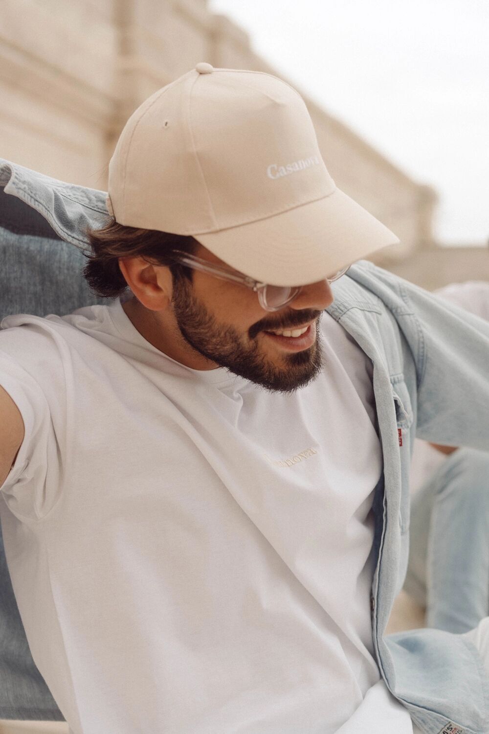 Gorra de hombre de algodón beige