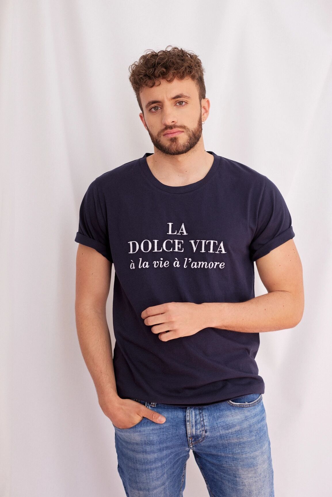 La Dolce Vita Marineblaues T-Shirt