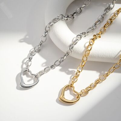 Collar de corazón de acero inoxidable