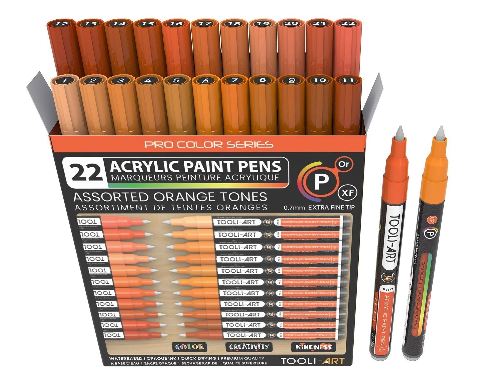 TOOLI Acryl-Marker-Set, Orange, 22 Farben, EF 07 mm