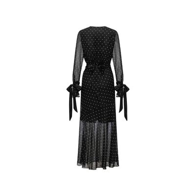 Vestido largo de gasa con lunares "Susurro Estelar": un romance francés entre tul y flecos