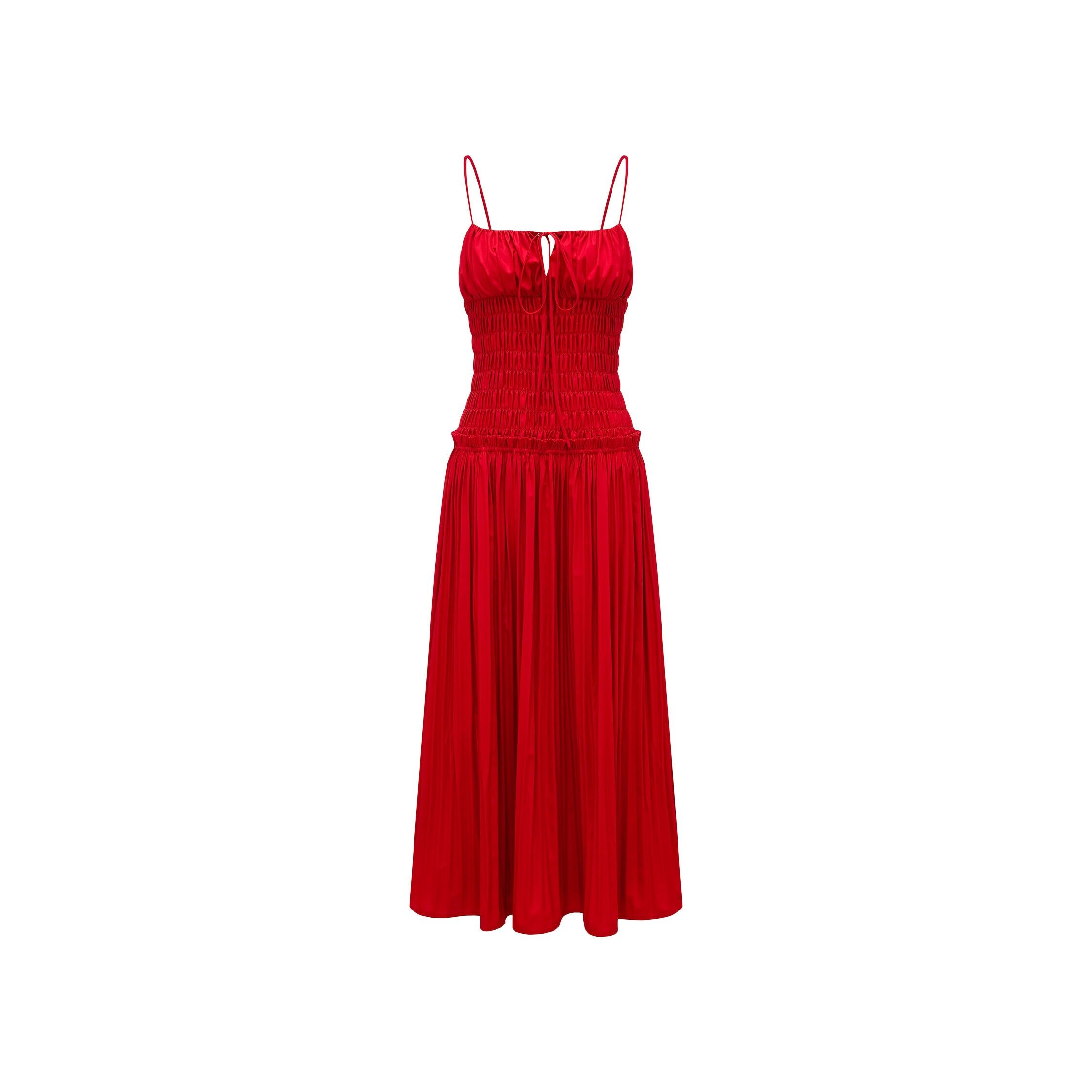 French Style Red Lace Strapless Evening Dress