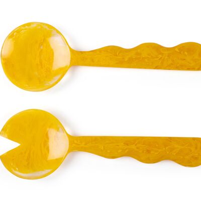 Posate per insalata in resina - Senape (set da 2), 12.40 x 3.93 pollici