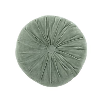 Mini coussin rond en velours fait main - Vert sauge - 28 cm