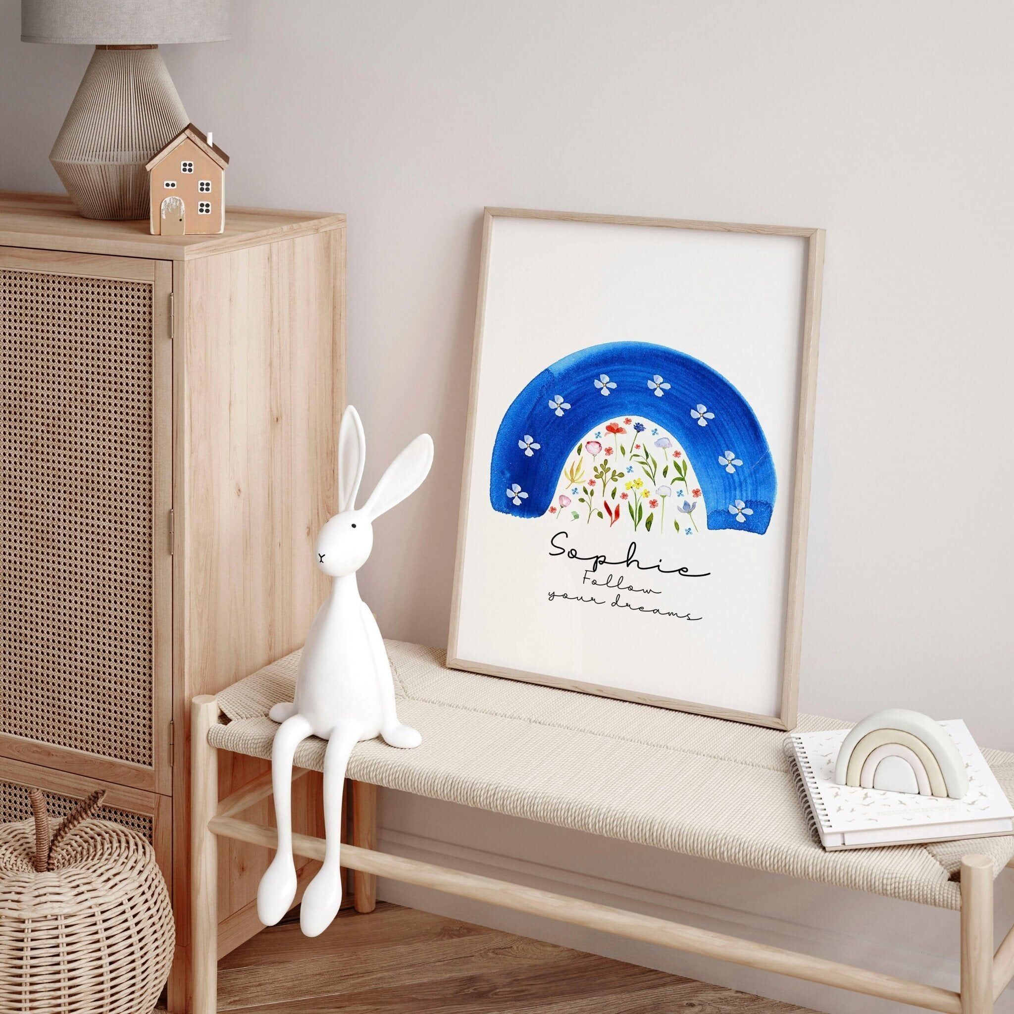 Impression d'art mural de décoration de chambre d'enfant arc-en-ciel