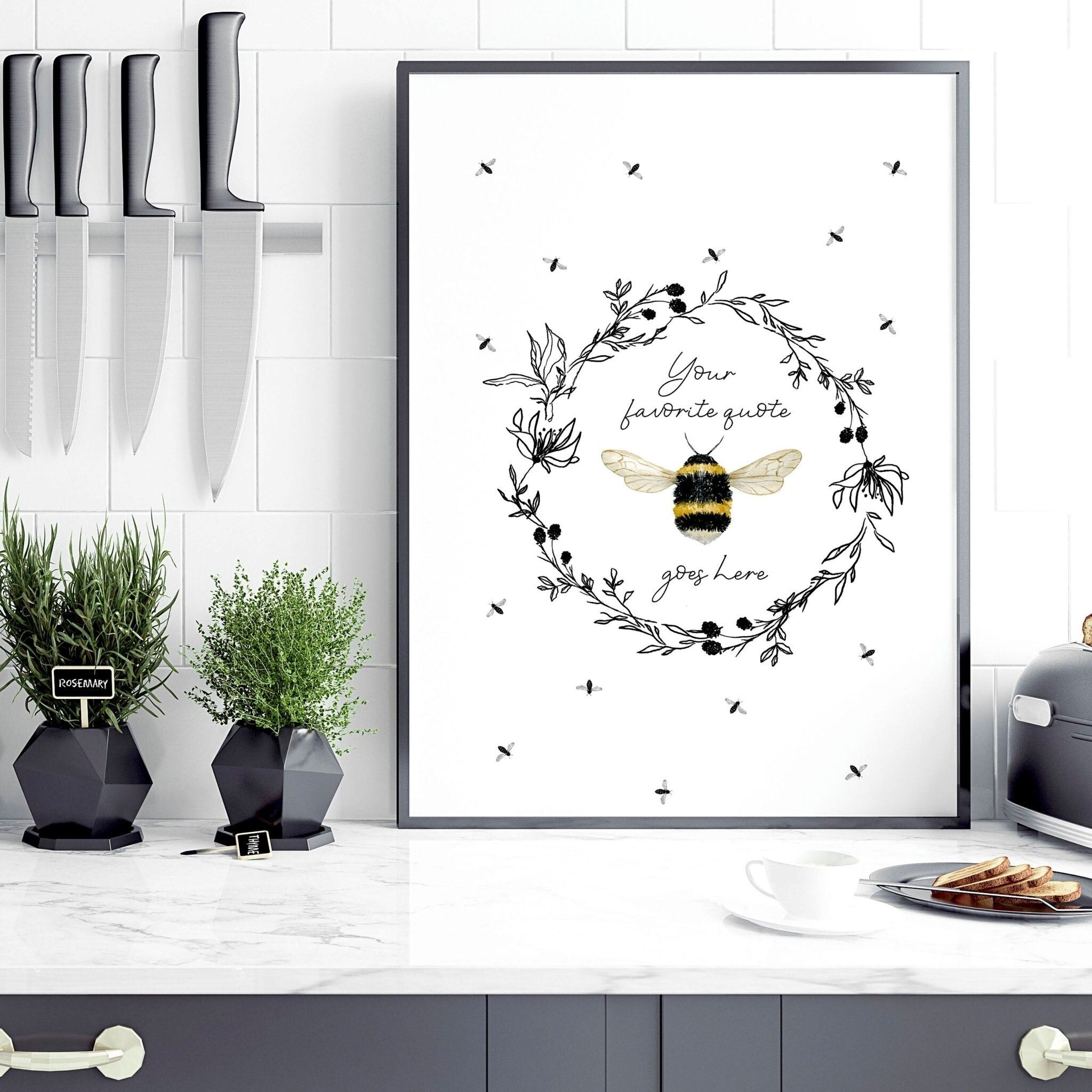 Impression d'art mural d'abeilles pour la cuisine