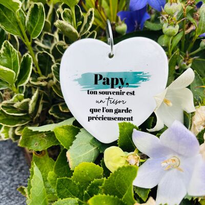 Deko Trauerherz - Opa, Großvater Souvenir - Keramik am Spieß für Allerheiligen, Florist, Bestatter
