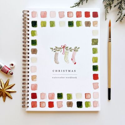 Cuaderno de acuarela navideño: ideas para pintar y pintar con motivos festivos