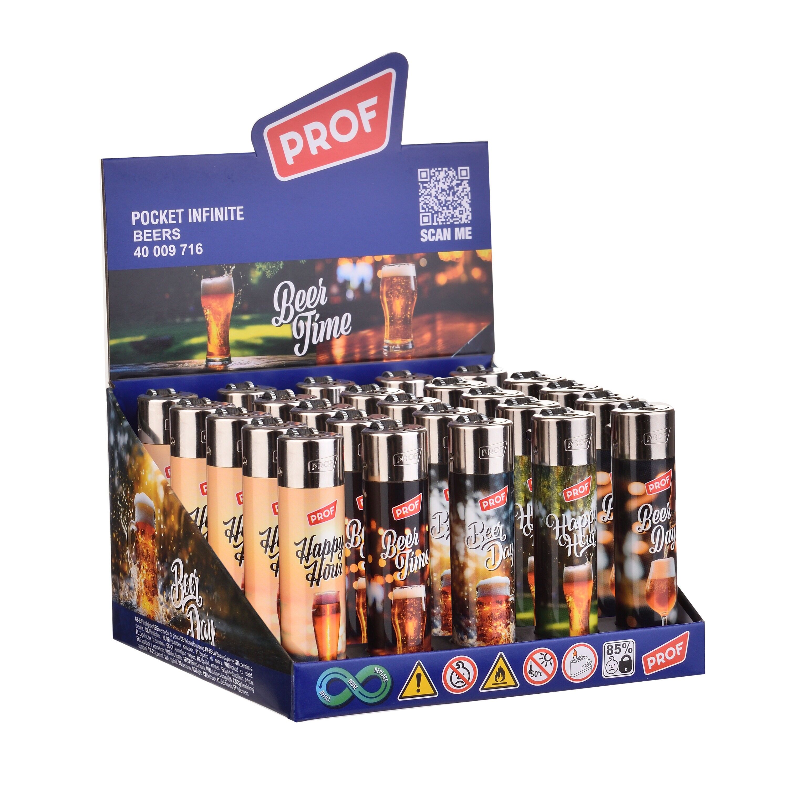 Encendedores redondos con motivos de cerveza x25