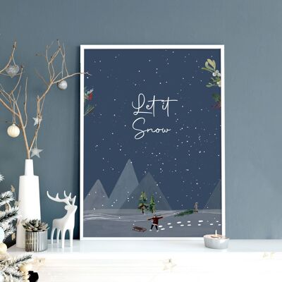 Impression d'art mural de décoration de Noël scandinave