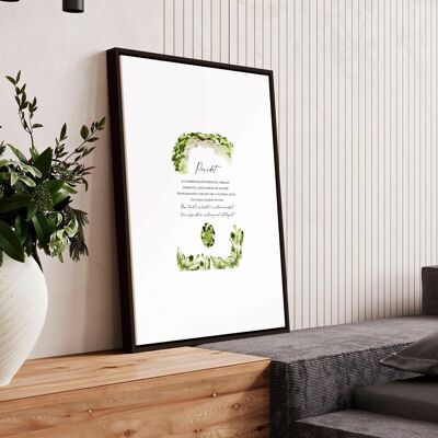 Impresión artística de pared con la piedra natal de peridoto de agosto