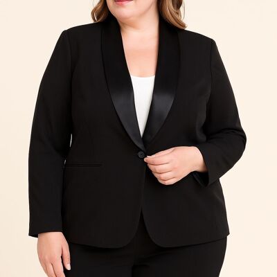 Veste tailleur grande taille avec col satiné A6358GT