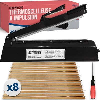 Selladora térmica de 300 mm para bolsas y bolsas de plástico con 8 elementos calefactores