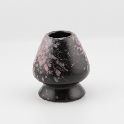 Porta frusta per Matcha - Nero con pois rosa | Porta Chasen giapponese