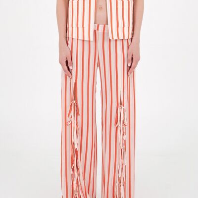 Pantaloni stampati a righe rosse Zinnia