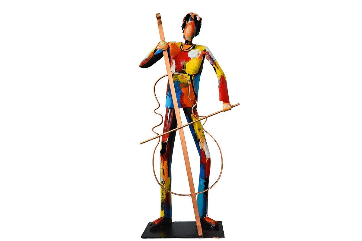 SD1124 - METALL SKULPTUR KONTRABASSSPIELER - PIGMENT