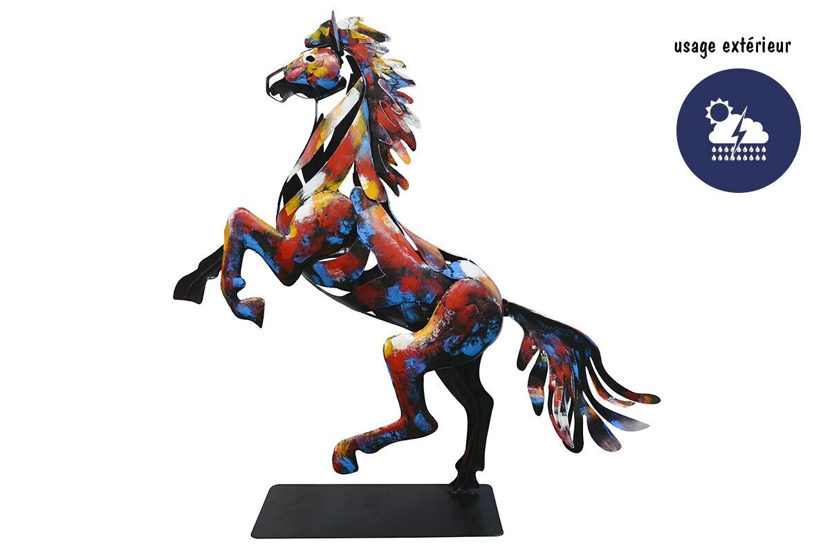 SD1201 - METALL-SKULPTUR EINES SICH AUFBAUENDEN PFERDES 125 CM - PIGMENT